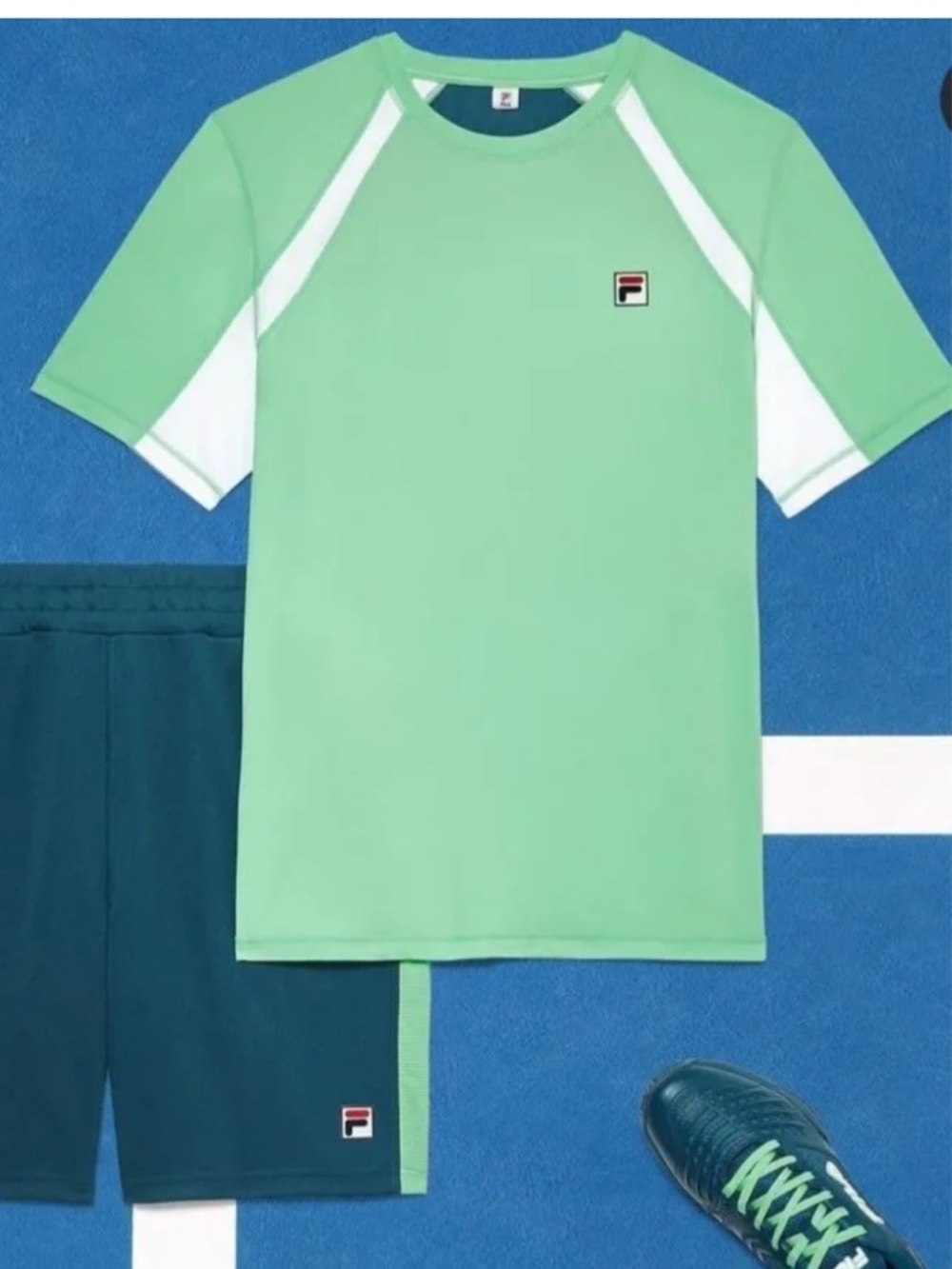 NWOT ATP Tour Fila Raphael Tee Shirt Green Ash Size M